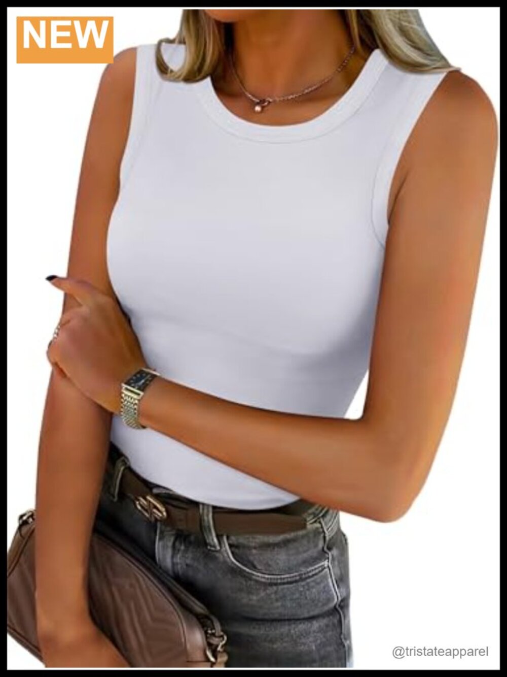 High Neck Tank Top Sleeveless Slim Fit Summer Casual Workout
